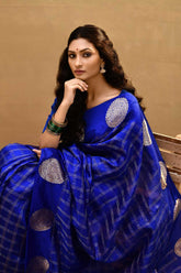 'Navyara' Royal Blue Pure Katan Silk Kadhua Banarasi Handloom Saree